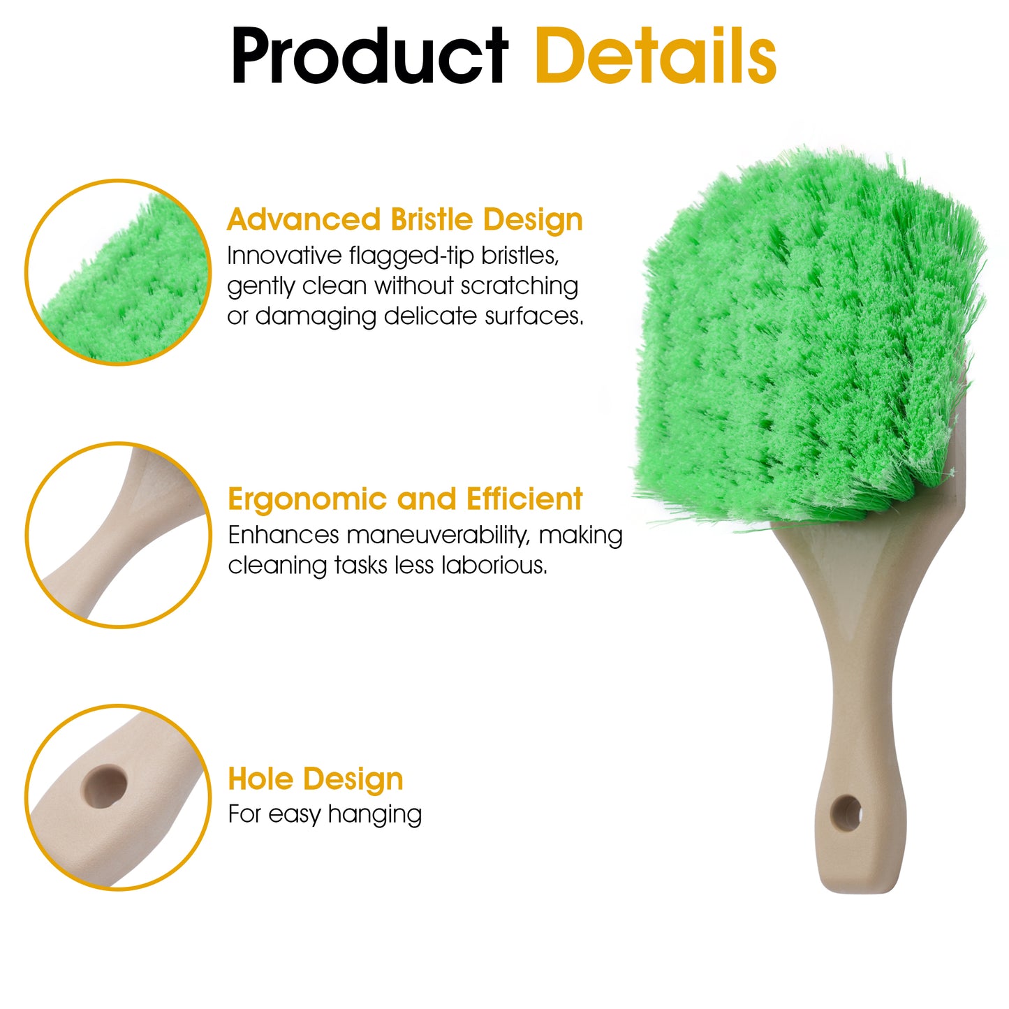 8.5" Flagged-Tips Green Polystyrene Bristles Brushes